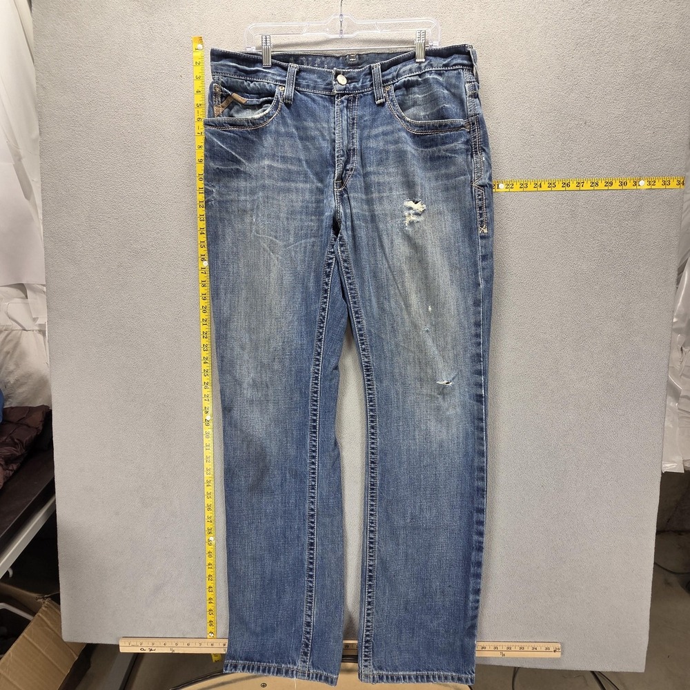 Ariat Jeans Mens 35x36 Blue Medium Wash Gulch 1062 Relaxed Bootcut Distressed